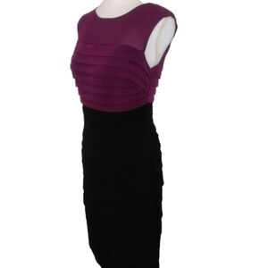 Sangria Stretchy Body Con Ribbed Colorblock Layer Textured Dress